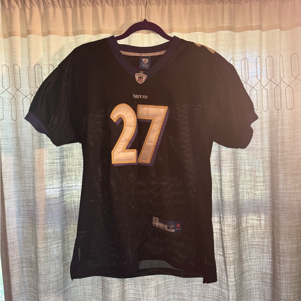 Reebok ON FIELD Baltimore Ravens #27 RAY RICE Black Jersey